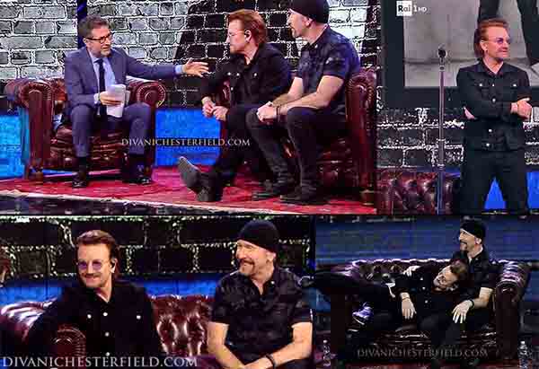 Chesterfield Vintage per la presentazione del nuovo album degli U2 con Bono e The Edge su 'Che Tempo Che Fa' Rai 1, Milano