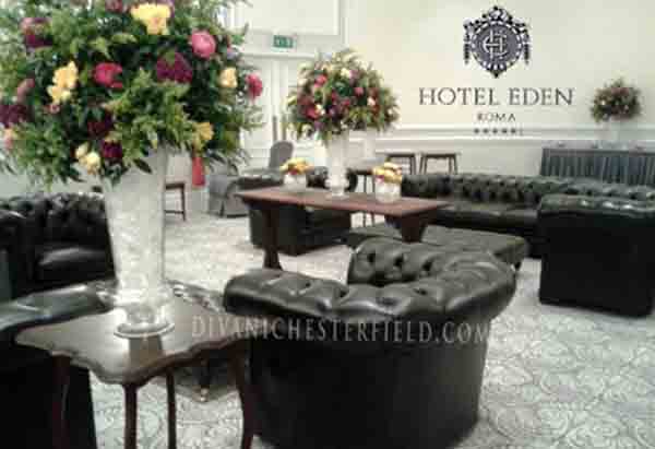 Arredi Chesterfield Antique Green per Evento Privato Hotel Eden - Roma
