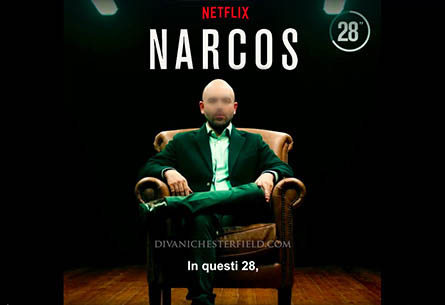 Poltrona Chesterfield per il lancio della serie 'NARCOS 3' con Roberto Saviano, Netflix